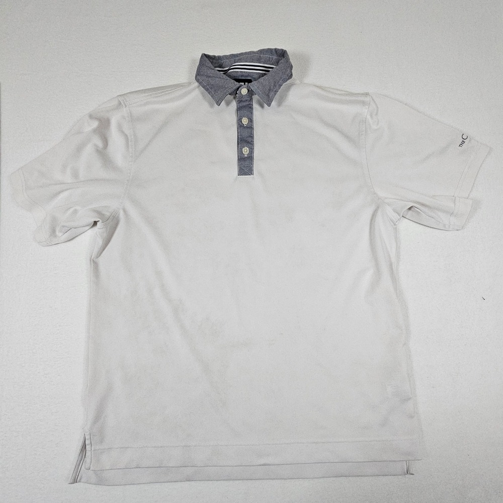 FootJoy Mens White The Cascades Logo Performance Golf Polo Shirt Size Medium